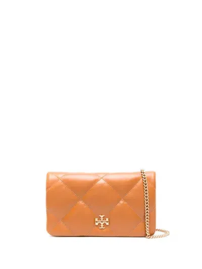 Tory Burch `kira Diamond Quilt` Chain Wallet In Brown