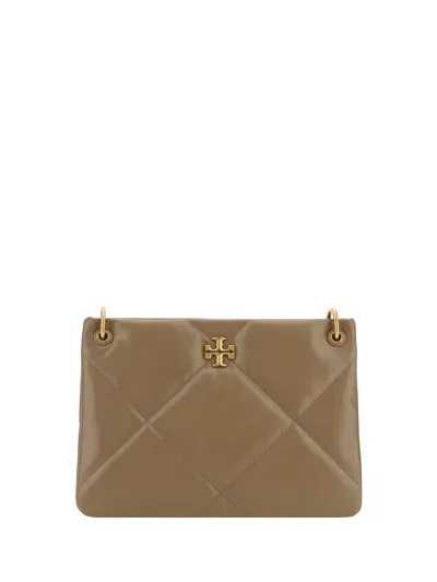 Tory Burch Kira Diamond Quilt Small Shoulder Bags Gray In Taupe Oak