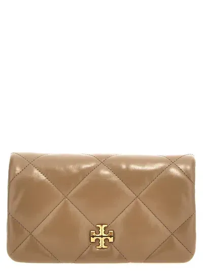 Tory Burch 'kira Diamond Quilt' Wallet On Chain In Beige