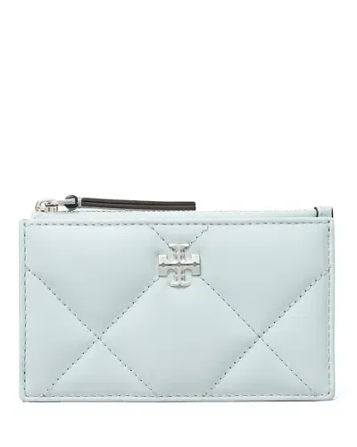 Tory Burch Kira Diamond Quilt Zip Card Case In Ice Blue