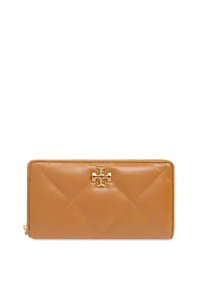 Tory Burch Kira Diamond Quilt Zip Continental Wallet In Brown