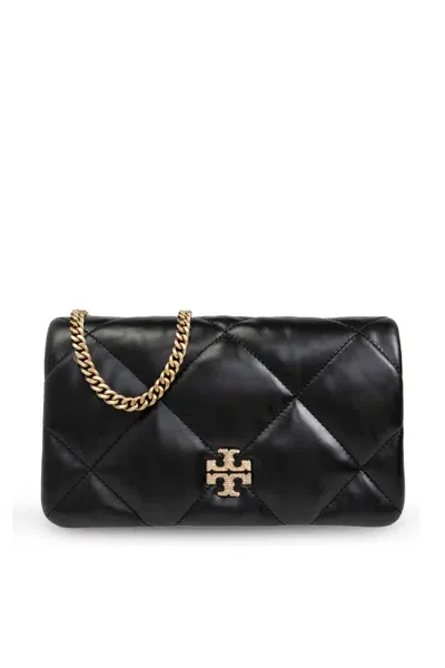 Tory Burch Kira Diamond Quilted Chain Wallet In Black