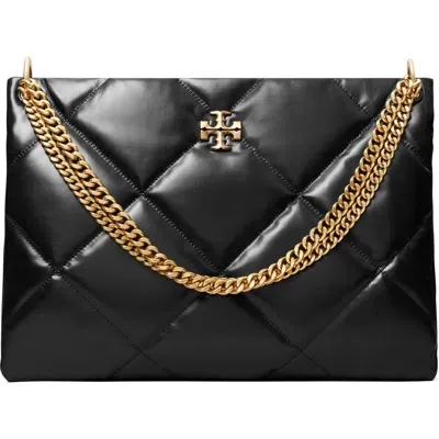 Tory Burch Kira Diamond Quilted Leather Hobo Bag In Black