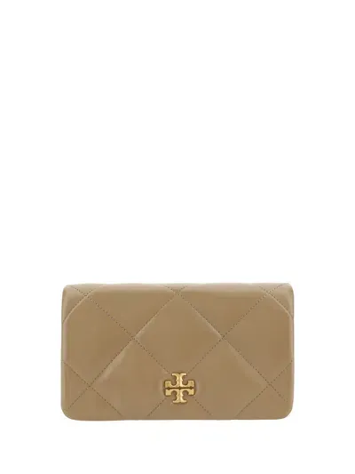 Tory Burch Kira Diamond Shoulder Wallet In Taupe Oak