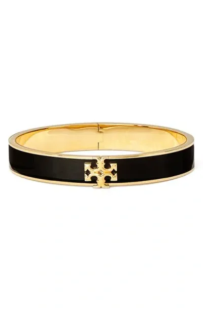 Tory Burch Kira Enamel Hinge Bracelet In Tory Gold/black