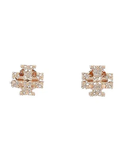 Tory Burch Kira Pave Stud Earring In Rose Gold / Crystal