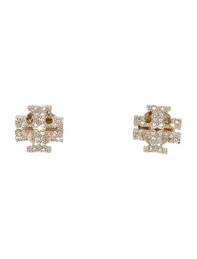 Tory Burch Kira Pave Stud Earring In Tory Gold / Crystal