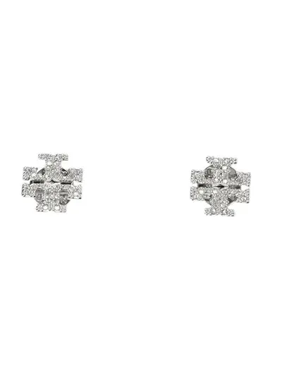 Tory Burch Kira Pave Stud Earring In Tory Silver / Crystal