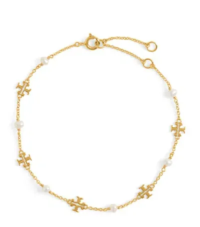 Tory Burch Kira Pearl Chain Bracelet In Gold