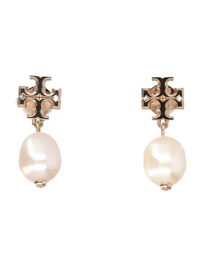 Tory Burch Kira Pearl Drop Earring In Rose Gold / Champange