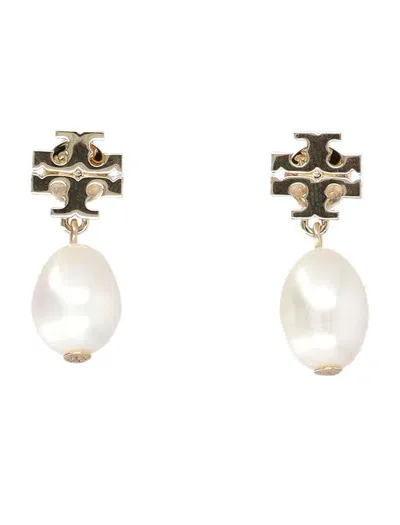 Tory Burch Kira Pearl Drop Earring In Tory Gold / Ivory