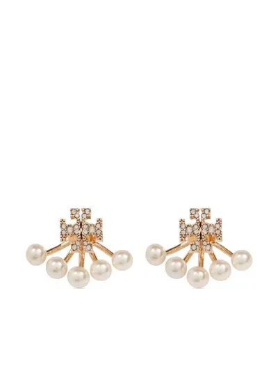 Tory Burch Kira Pearl Front-back Earrings In Gold