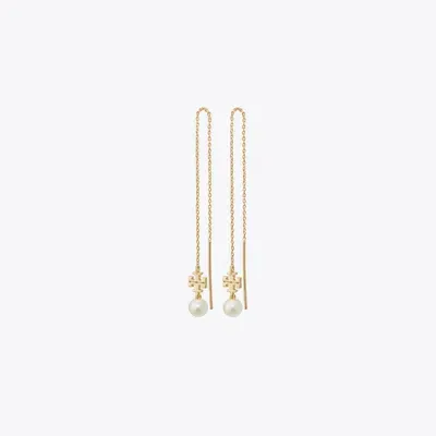 Tory Burch Kira Pearl Long Earring In Tory Gold/pearl