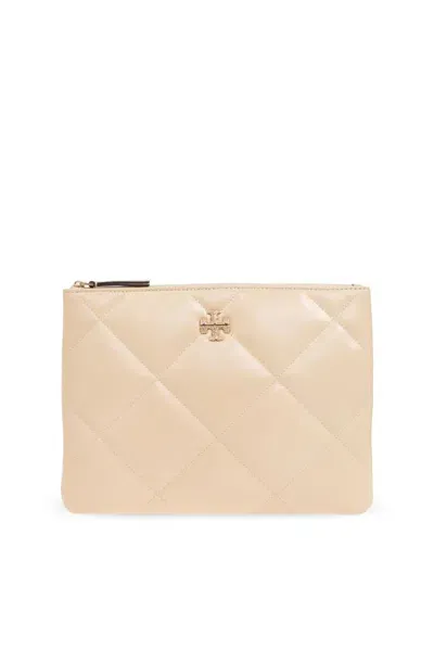 Tory Burch Kira Quilted Clutch Bag In Beige