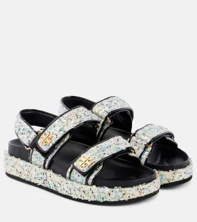 Tory Burch Kira Sequined Leather-trimmed Sandals In Multicolor