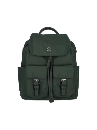 Tory Burch Large Logo Backpack In Basil