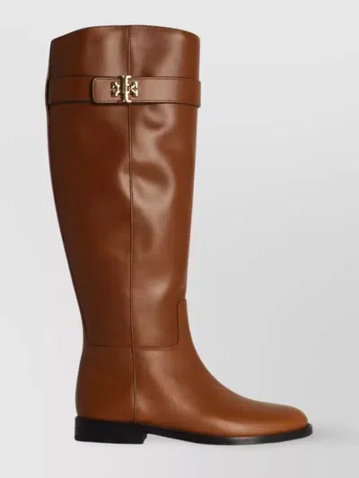 Tory Burch Lock Ridin Brown Leather Boots