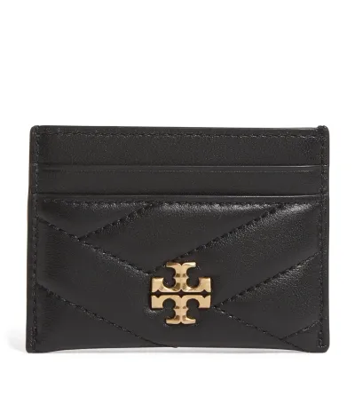 Tory Burch Leather Chevron Kira Card Holder In Black