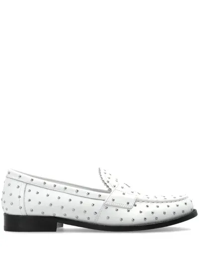 Tory Burch Studded Classic Loafers In White