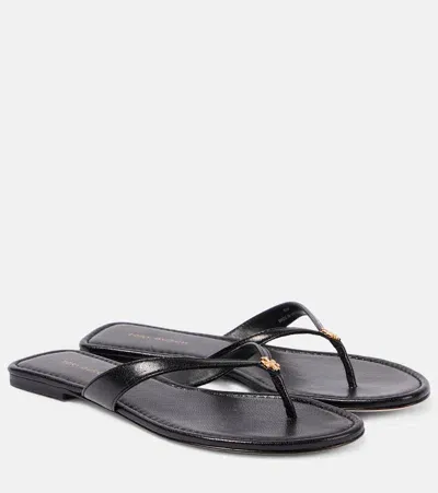 Tory Burch Leather Thong Sandals In Black