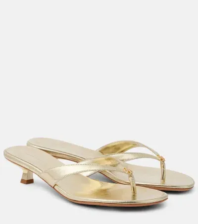 Tory Burch Leather Thong Sandals In Gold