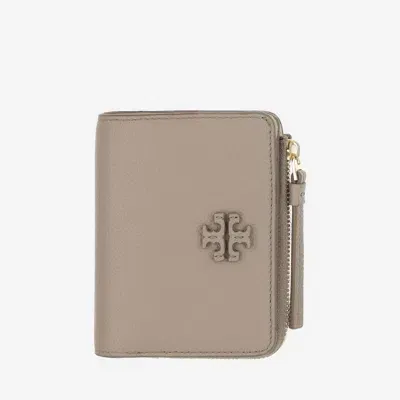 Tory Burch Leather Wallet With Logo In Fresh Clay