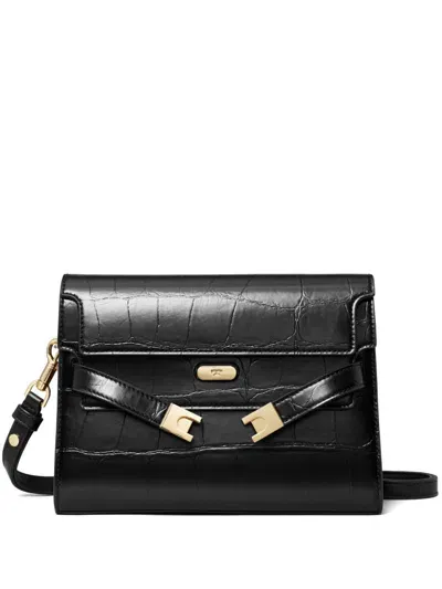 Tory Burch Lee Radziwill Shoulder Bag In Black/gold