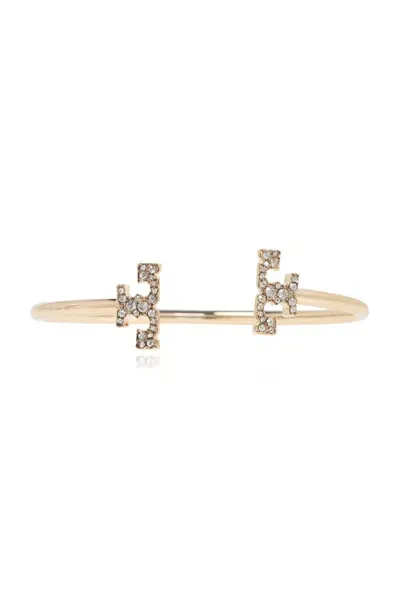 Tory Burch Logo Embellished Bracelet In Gold