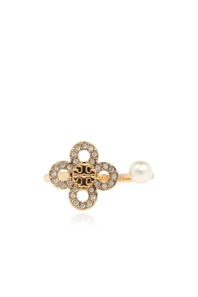 Tory Burch Logo Embellished Ring In Gold