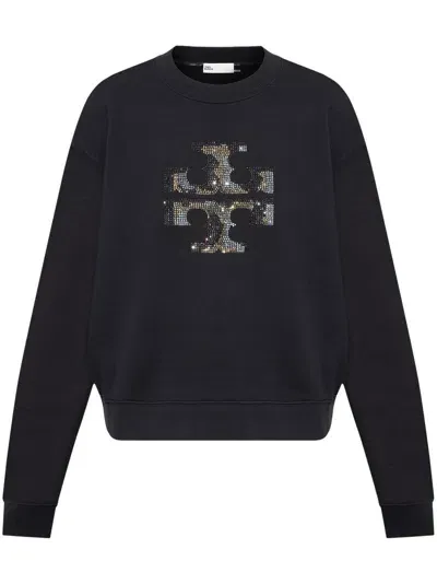 Tory Burch Logo-embroidered Sweatshirt In Black