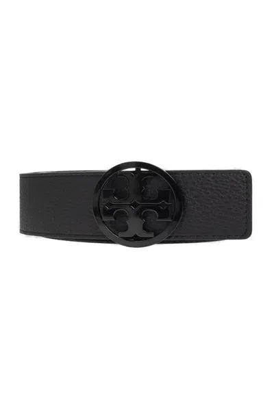 Tory Burch Logo Plaque Belt In Black