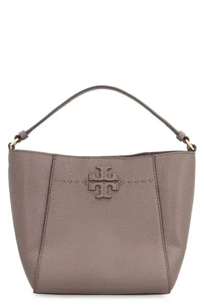 Tory Burch Mcgraw Leather Handbag In Grey