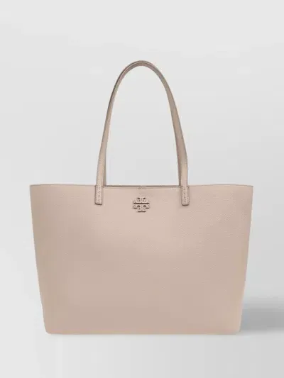 Tory Burch Mcgraw Leather Tote Bag In Blanco