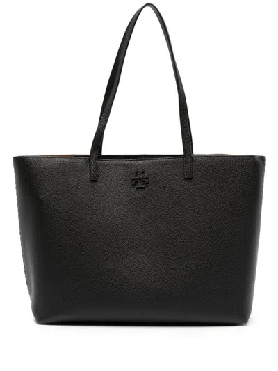 Tory Burch Mcgraw Leather Tote Bag In Black