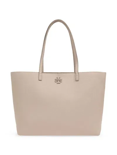 Tory Burch Mcgraw Leather Tote Bag In White