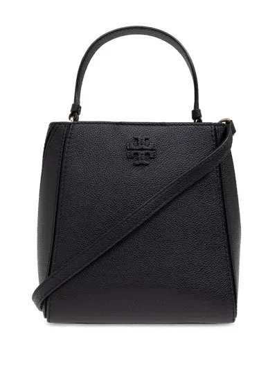 Tory Burch Mcgraw Small Leather Bucket Bag In Black