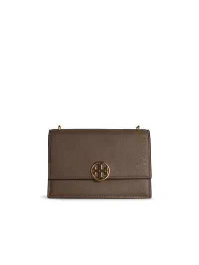 Tory Burch Miller Black Leather Crossbody Bag In Beis