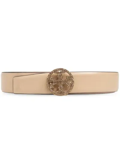 Tory Burch Miller Crystal-embellished Belt In Beige