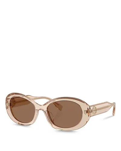 Tory Burch 53mm Oval Sunglasses In Dark Brown