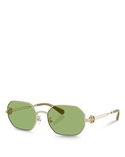 Tory Burch Miller Oval Sunglasses, 55mm In Gold Green