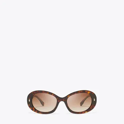 Tory Burch Miller Oval Sunglasses In Brown