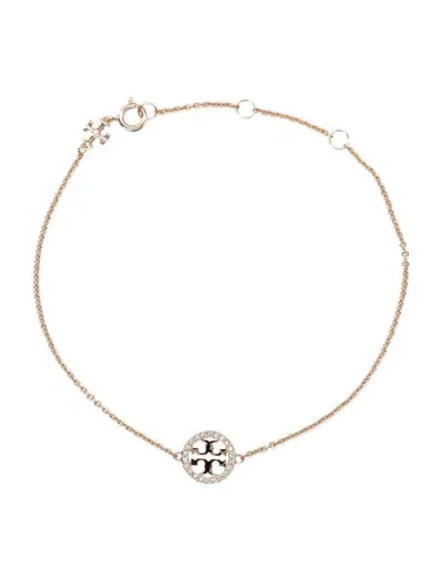 Tory Burch Miller Pave Chain Bracelet In Rose Gold / Crystal