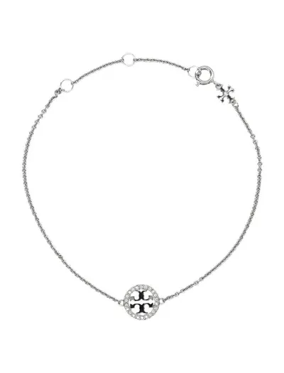 Tory Burch Miller Pave Chain Bracelet In Tory Silver / Crystal