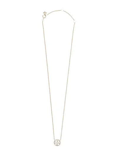 Tory Burch Miller Pave Pendant Necklace In Tory Gold / Crystal