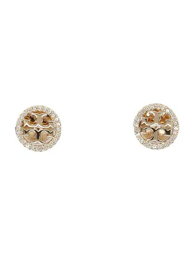 Tory Burch Miller Pave Stud Earring In Tory Gold / Crystal