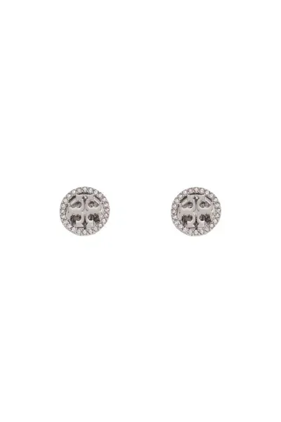 Tory Burch Miller Pavé Stud Earrings In Silver