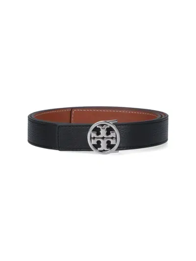 Tory Burch "miller" Reversible Belt In Black  