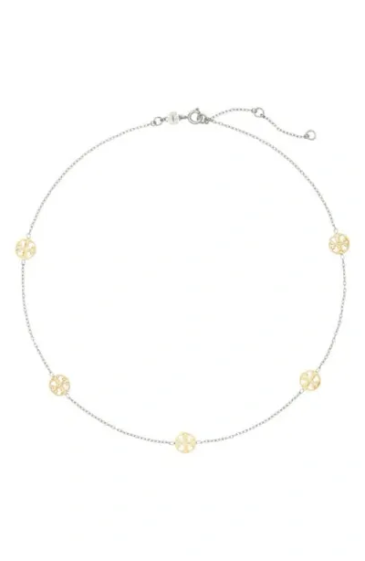 Tory Burch Miller Station Necklace In Tory Silver/tory Gold