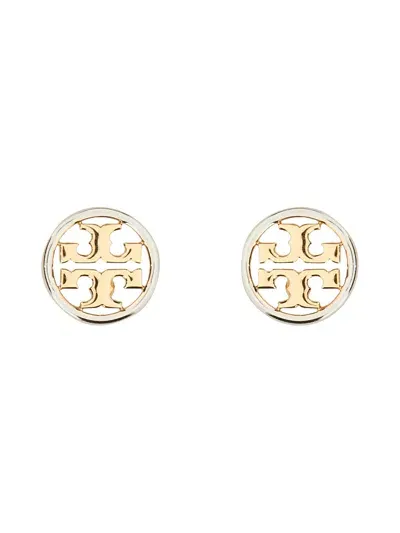 Tory Burch Logo Plaque Earrings In Multicolour