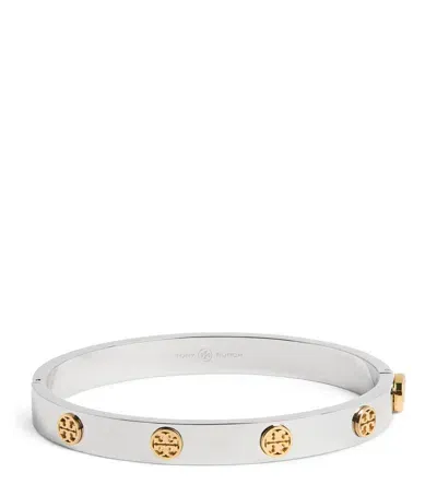 Tory Burch Miller Stud Hinge Bangle In Metallic